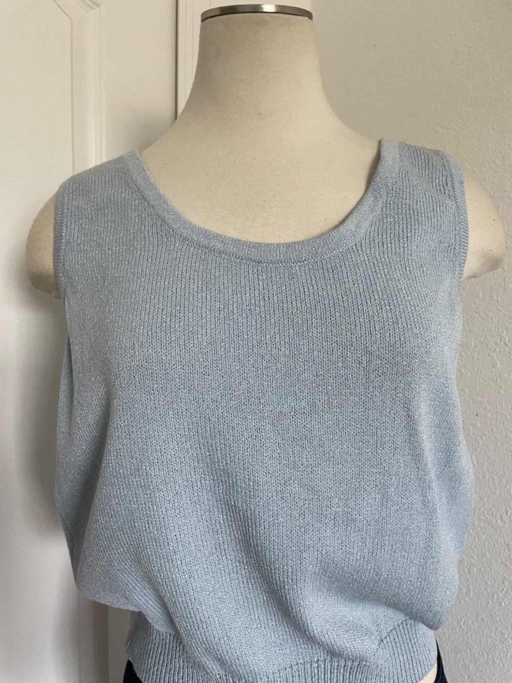 Vintage St. John Collection Baby Blue Santana Knit Tank Top Women’s Size Medium - Picture 3 of 10